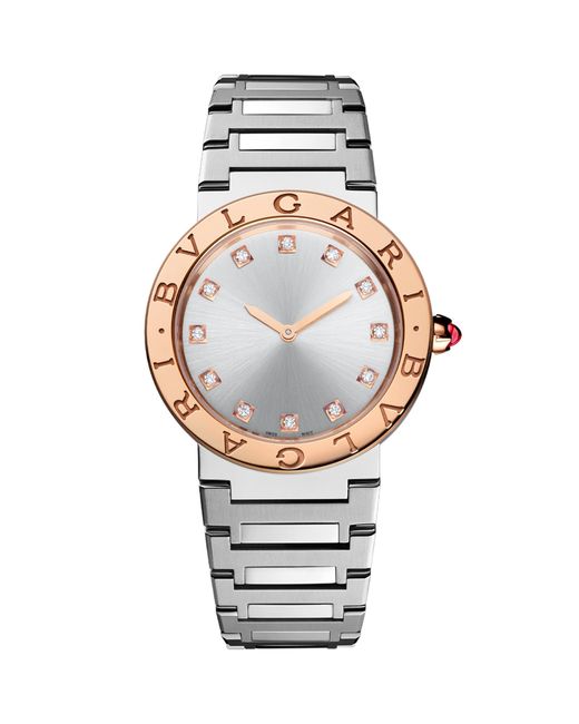 BVLGARI Metallic Stainless Steel And Rose Watch