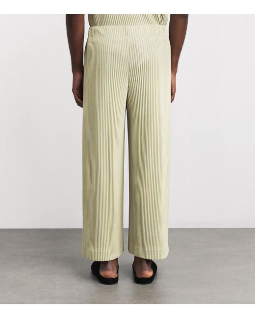 Homme Plissé Issey Miyake Green Pleated Wide-Leg Trousers for men