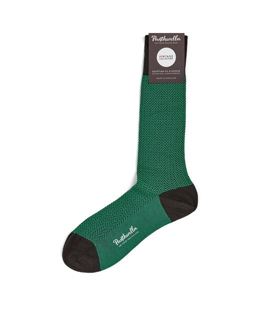 Pantherella Green Fabian Herringbone Socks for men