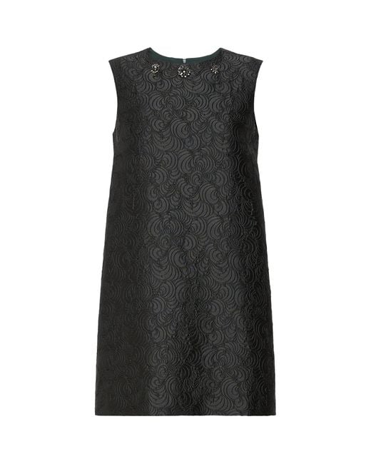 Max Mara Black Crystal Jacquard Mini Shift Dress