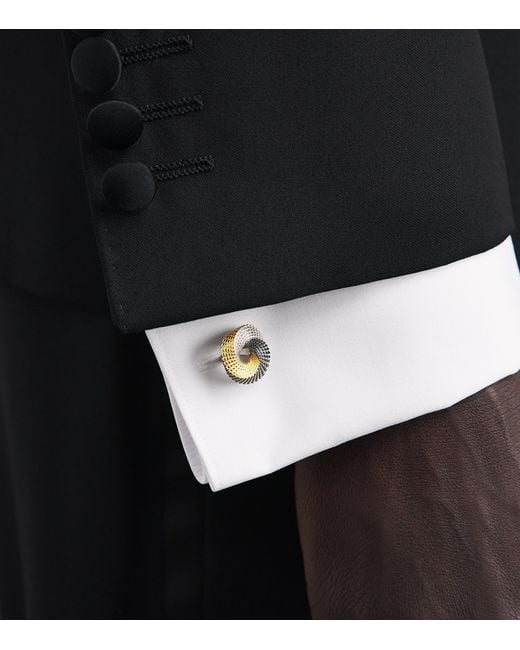 Tateossian Natural Sterling Mobius Knot Cufflinks And Studs Set for men
