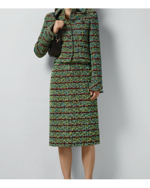 Gucci Green Tweed Multicoloured Skirt