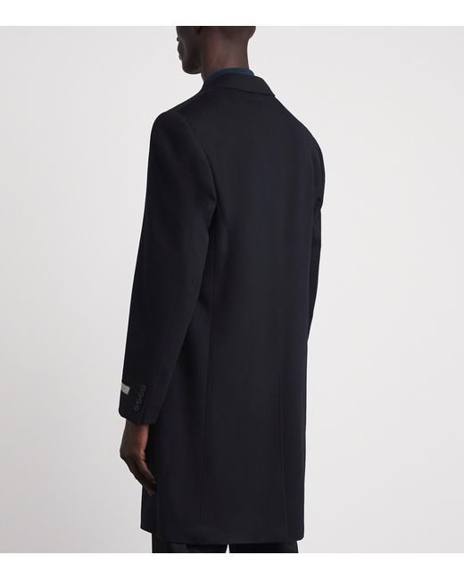 Canali Blue Wool-Cashmere Overcoat for men
