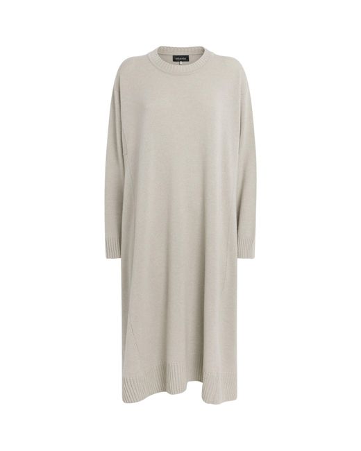 Eskandar Gray Cashmere A-Line Sweater Dress
