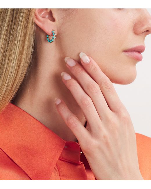 L'Atelier Nawbar Blue And Diamond Atoms Hoop Earrings