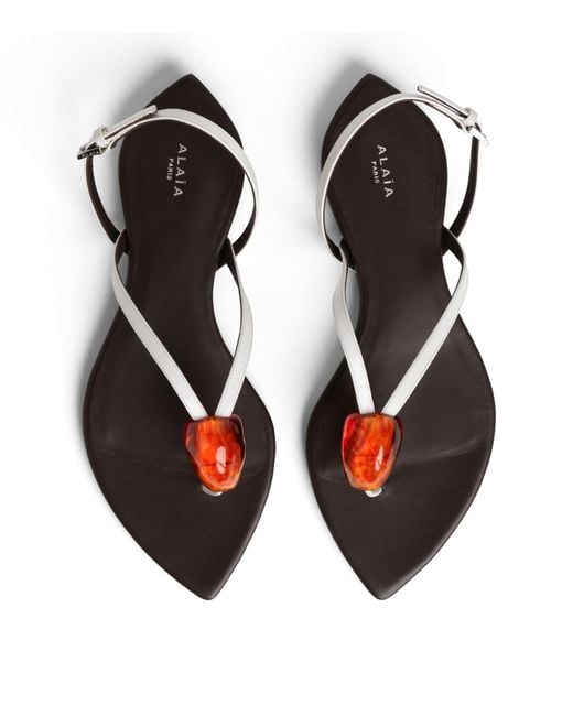 Alaïa White Leather Invisible Jewel Sandals