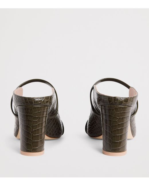 Malone Souliers Brown Croc-Embossed Leather Norah Heeled Sandals 70