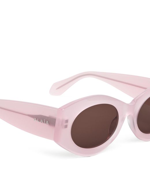 Alaïa Pink Acetate Oval Sunglasses