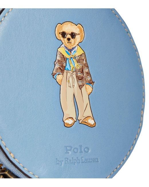 Polo Ralph Lauren Blue Leather Polo Bear Coin Pouch