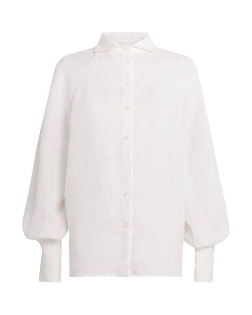 Eleventy White Linen Long-Sleeve Shirt