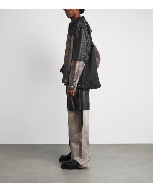 Rick Owens Gray Combo Worker Denim Jacket for men
