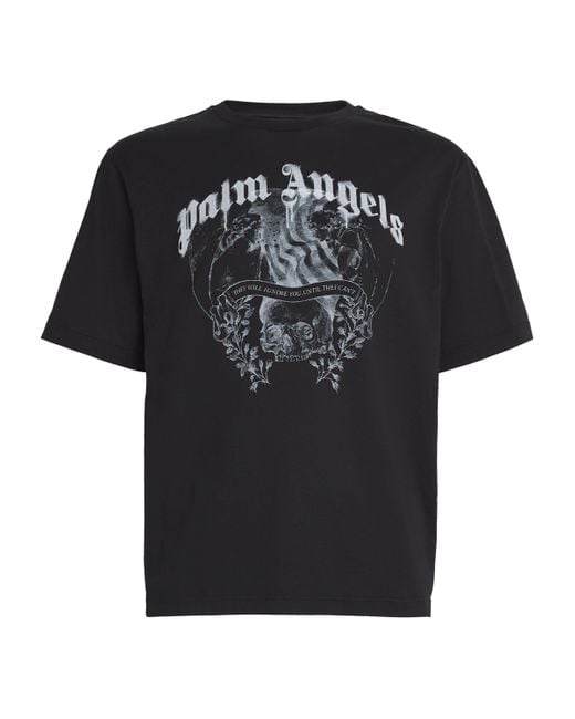 Palm Angels Black Cotton Statement Pencil T-Shirt for men