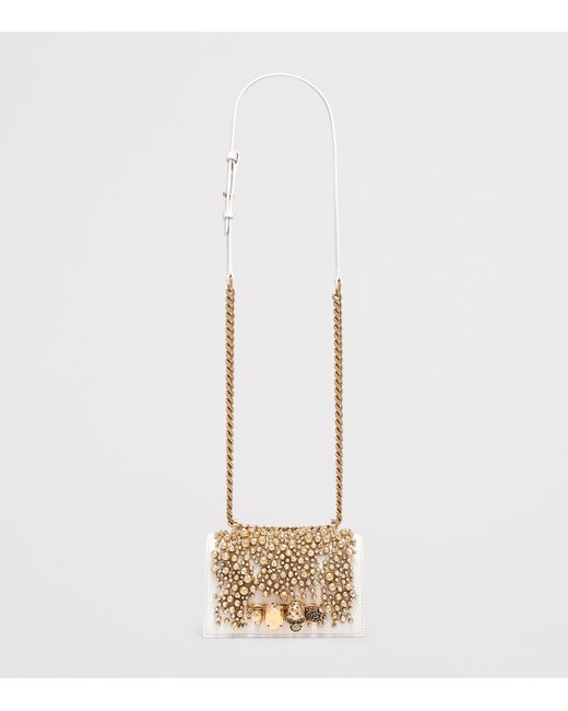 McQueen Metallic Leather Embellished Jewelled Satchel