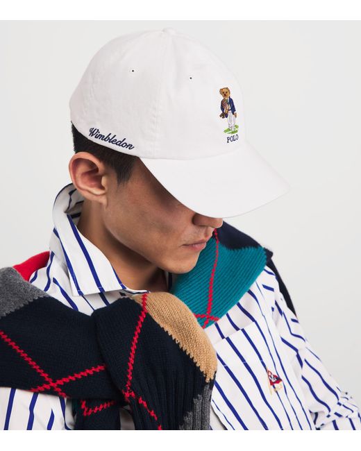 Ralph Lauren White X Wimbledon Polo Bear Baseball Cap for men