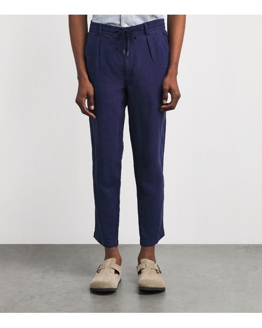 Polo Ralph Lauren Blue Linen Drawstring Prepster Trousers for men