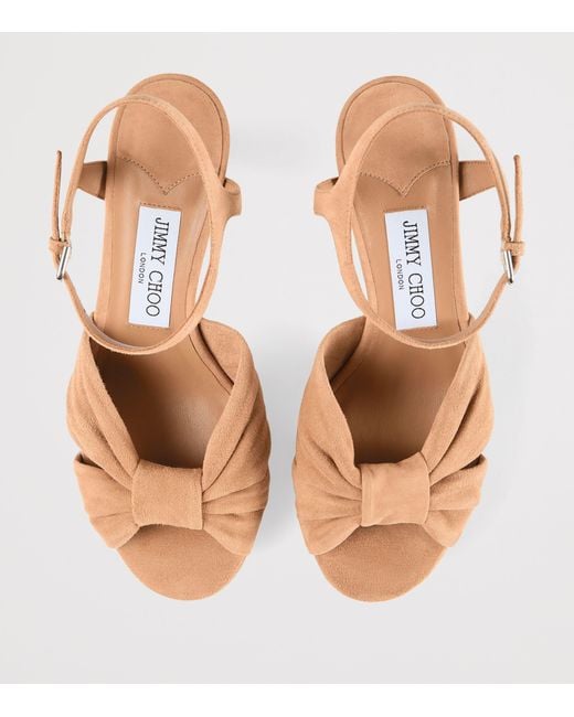 Jimmy Choo Natural Heloise 80 Suede Heeled Sandals