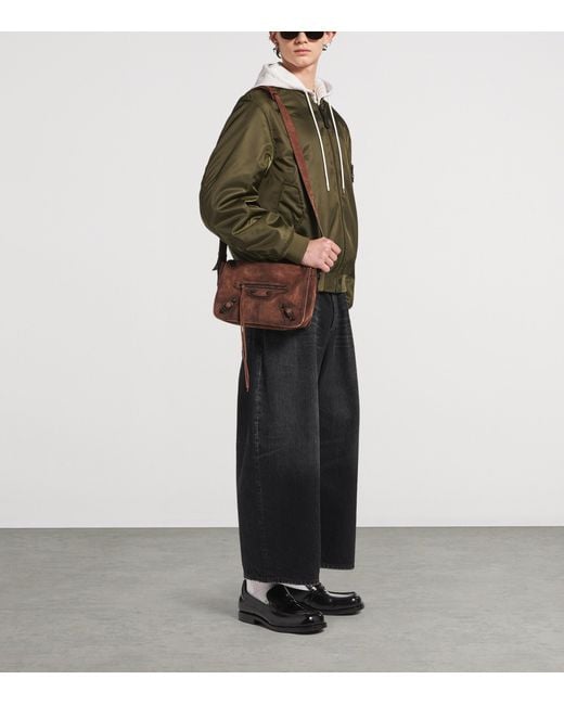 Balenciaga Brown Suede Le City Messenger Bag for men