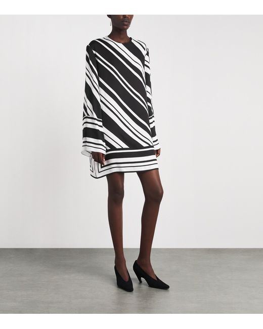Brandon Maxwell Black Stripe Leni Mini Dress