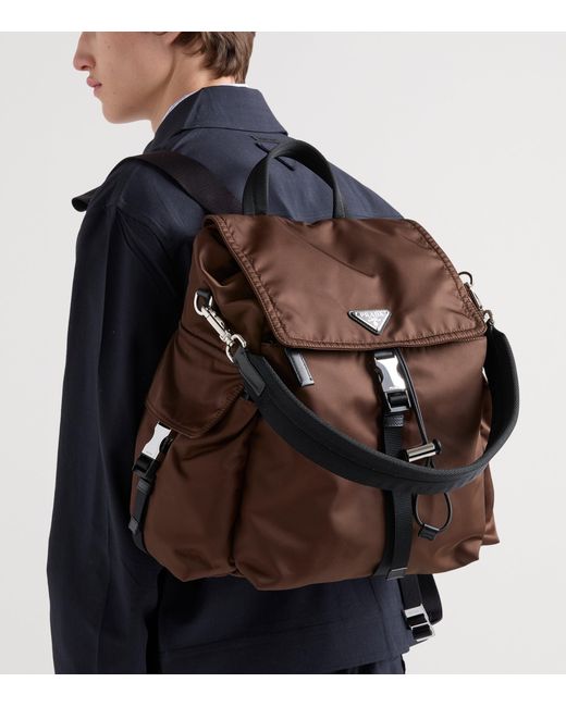 Prada Black Re-Nylon And Leather Explore Backpack for men