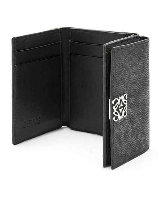 Loewe Black Leather Anagram Trifold Wallet