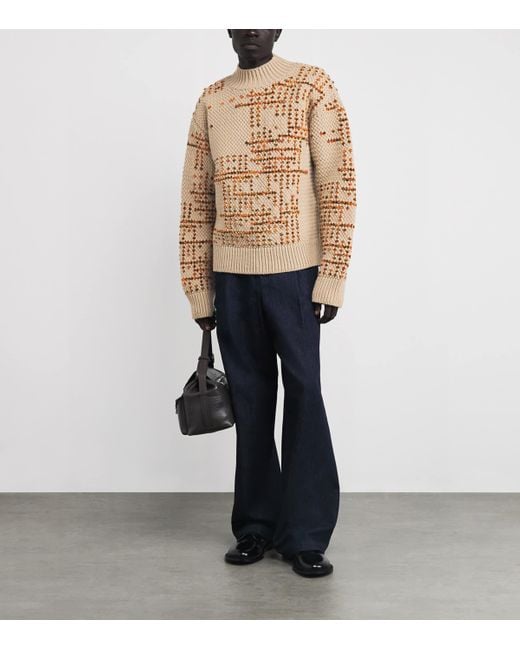 Dries Van Noten Natural Wool-Blend Digital Jacquard Sweater for men
