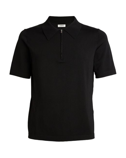 Sandro Black Half-Zip Polo Shirt for men