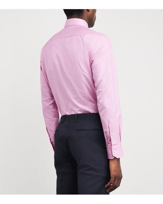 Brioni Pink Cotton Stripe Shirt for men