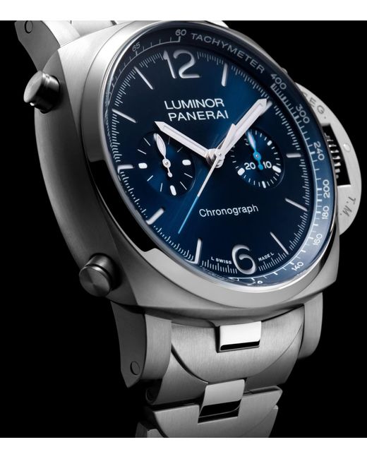Panerai Metallic Stainless Steel Luminor Chrono Watch