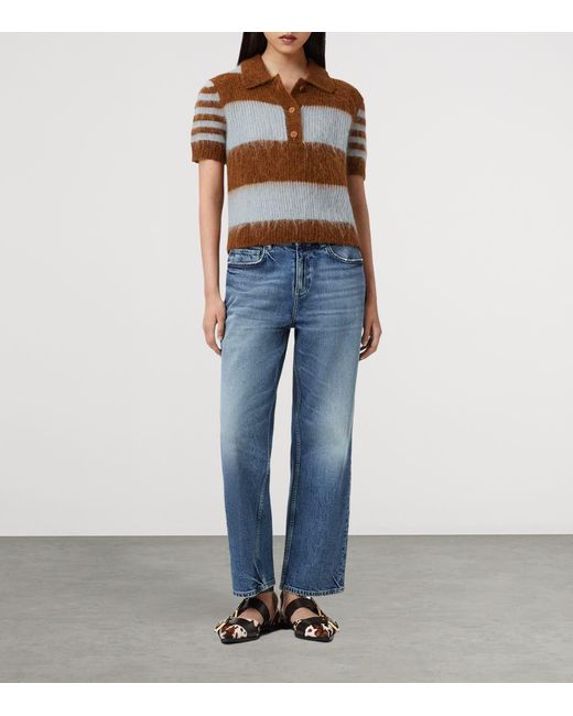 AllSaints Brown Mohair-Wool Clem Polo Sweater