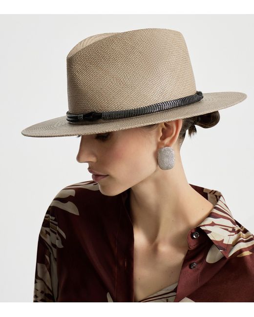 Brunello Cucinelli Natural Straw Monili-Rope Trilby Hat