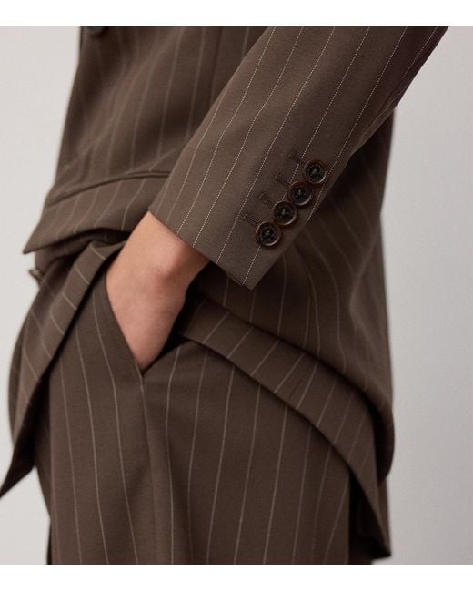 Ralph Lauren Brown Wool Pinstripe Ramona Blazer