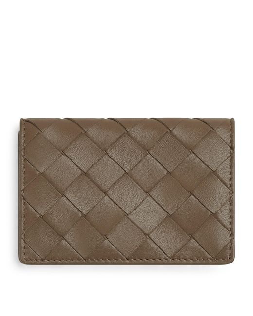 Bottega Veneta Brown Leather Intrecciato Card Holder