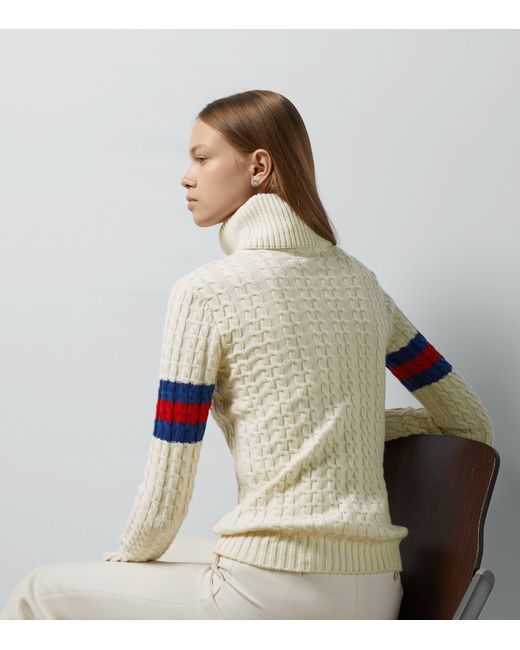 Gucci White Wool-cashmere Cable-knit Sweater