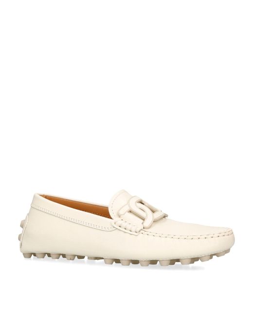 Tod's Natural Leather Kate Gommino Bubble Loafers