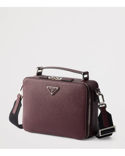 Prada Purple Medium Saffiano Leather Brique Cross-Body Bag for men