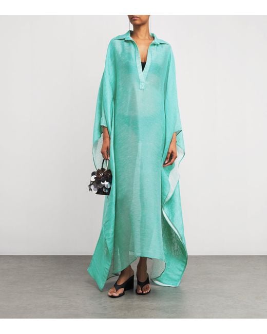 ‎Taller Marmo Blue Linen-Blend Caicos Kaftan