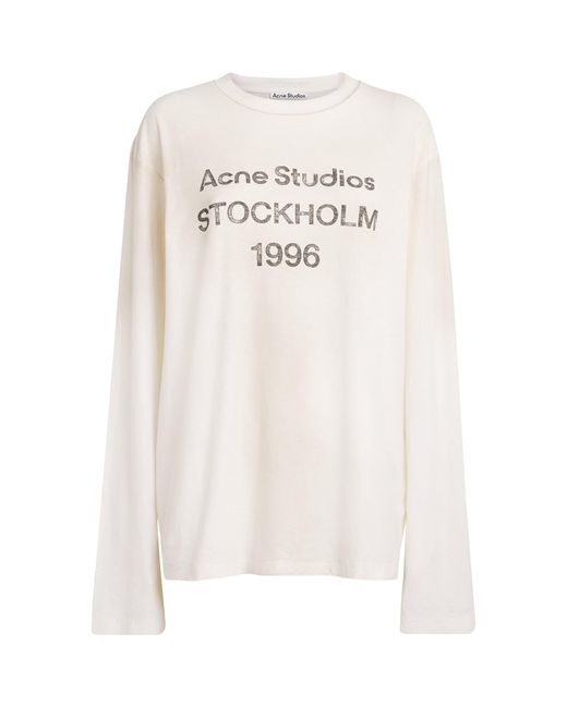 Acne White Cotton-Blend Logo Relaxed T-Shirt