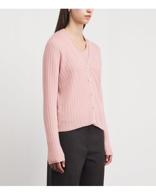 Johnstons Pink Cashmere V-Neck Cardigan