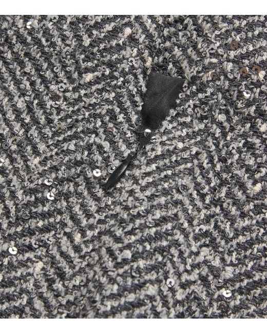 Alessandra Rich Gray Tweed Embellished Midi Pencil Skirt
