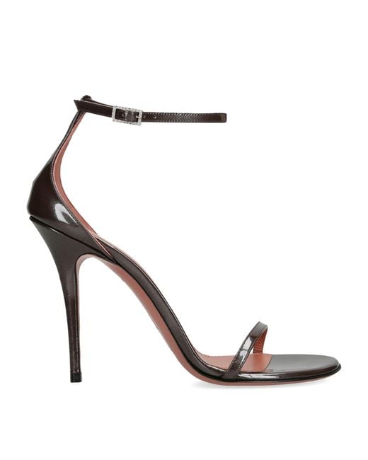 AMINA MUADDI Brown Patent Leather Barbara Heeled Sandals 105