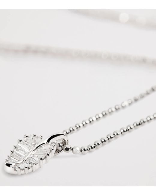 Anita Ko Metallic And Diamond Small Palm Leaf Necklace