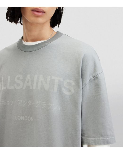 AllSaints Gray Organic Cotton Laser T-shirt for men