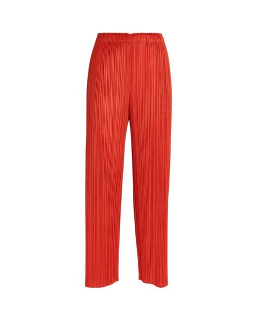 Pleats Please Issey Miyake Red Monthly Colors April Wide-leg Trousers
