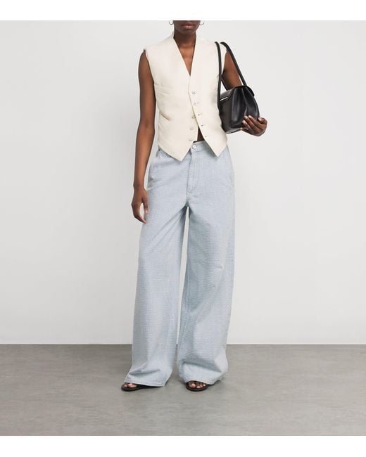 Rag & Bone White Textured Sofie Wide-Leg Jeans