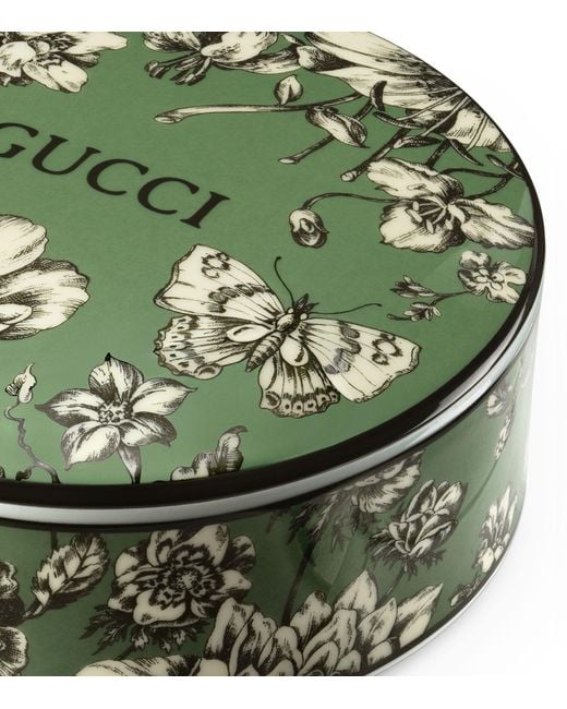 Gucci Green Flora Sketch Print Round Trinket Box