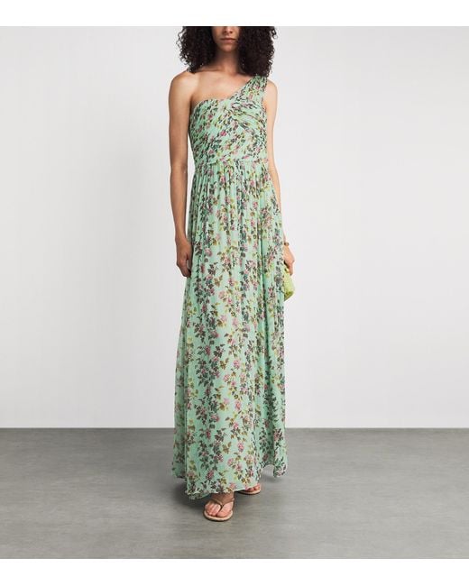 Ulla Johnson Green Silk One-Shoulder Aureline Gown