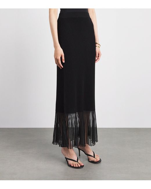 Claudie Pierlot Black Rib-Knit Maxi Skirt
