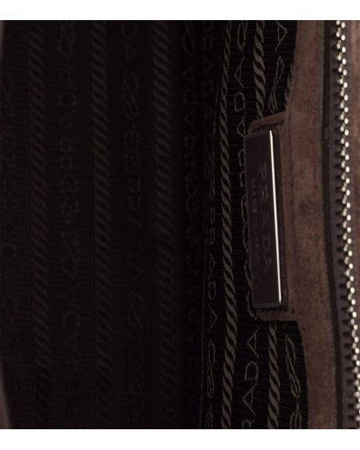 Prada Brown Suede Shoulder Bag for men
