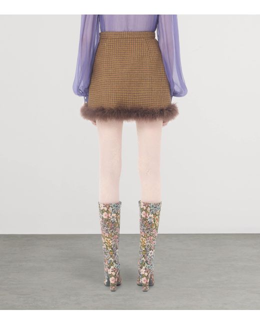 Valentino Natural Wool Check Mini Skirt