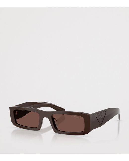 Prada Brown Acetate Rectangle Sunglasses for men